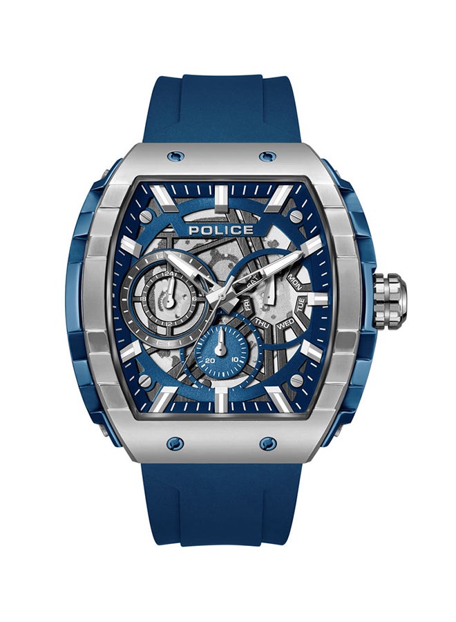 POLICE Men's Flash Men's 48mm Multifunction Watch with Blue Layered Dial, IP Blue Case & Blue Silicone Strap  - Image 1
