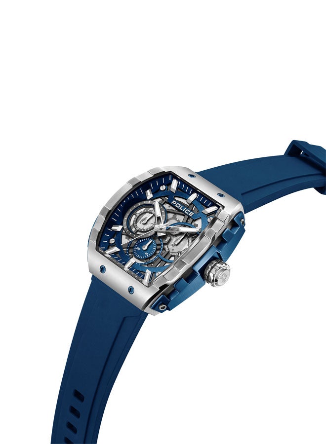 POLICE Men's Flash Men's 48mm Multifunction Watch with Blue Layered Dial, IP Blue Case & Blue Silicone Strap  - Image 2
