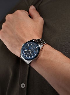 بوليس Men's Motion Men's 45mm Multifunction Watch with Navy Blue Dial, Honeycomb Texture & 316L Stainless Steel Bracelet  - Image 4
