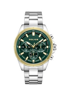POLICE Men's Motion Men's 45mm Multifunction Watch with Dark Green Dial, Honeycomb Texture & 316L Stainless Steel Bracelet  - Image 1