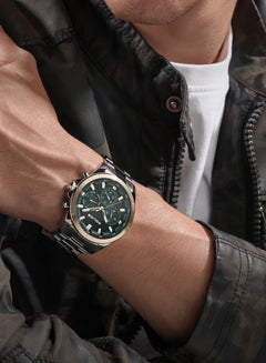 POLICE Men's Motion Men's 45mm Multifunction Watch with Dark Green Dial, Honeycomb Texture & 316L Stainless Steel Bracelet  - Image 4