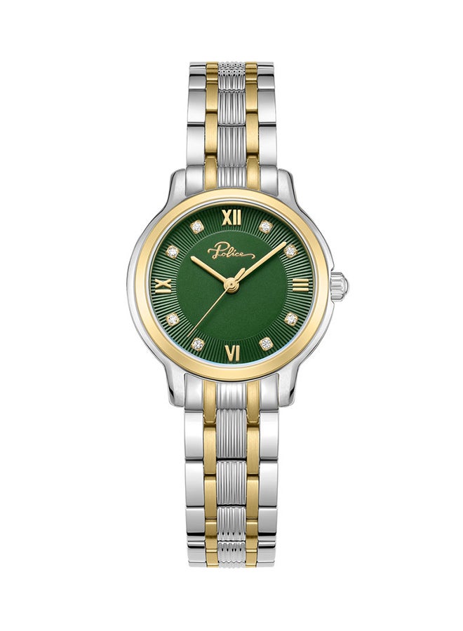 POLICE Women's Charm Women’s 27mm Two-Tone Watch with Green Dial, Gold-Plated Roman Numerals  & 316L Stainless Steel Bracelet - Image 1