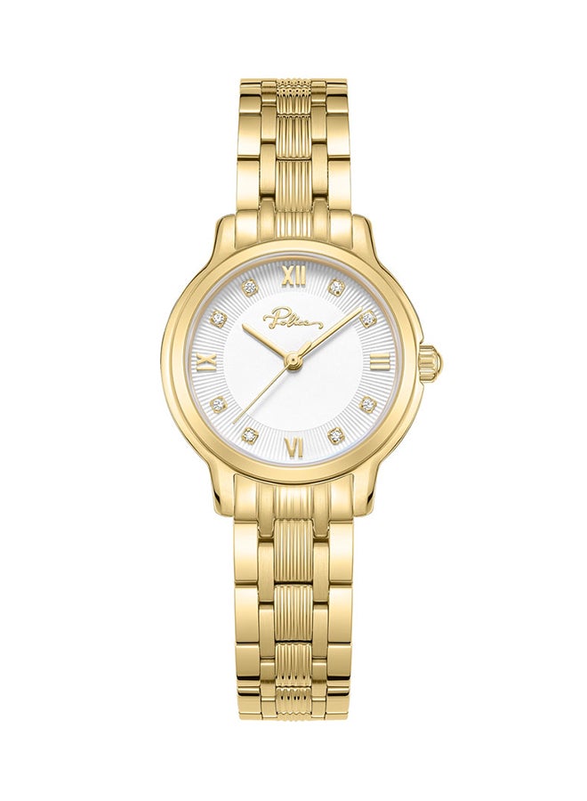 بوليس ساعة تشارم النسائية 27 مم بتصميم ثنائي اللون مع قرص فضي، أرقام رومانية مطلية بالذهب وسوار من الفولاذ المقاوم للصدأ 316L - Image 1