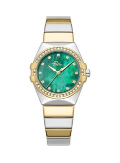 POLICE Women's Cosmos Women’s 39mm Green Mother-of-Pearl Dial Watch with White Stones & Two-Tone 316L Stainless Steel Bracelet  - Image 1