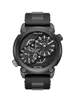 POLICE Men's Boa 48mm Black Ion-Plated Case Watch with Black Dial, Dual Crowns, Honeycomb Backdrop & Black Silicone Strap  - Image 1