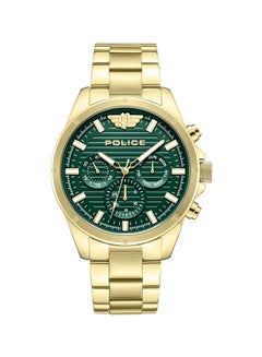 POLICE Men's Malawi Men's 45mm Multifunction Watch with Satin Dark Green Dial & 316L Ion-Plated Gold Stainless Steel Bracelet  - Image 1
