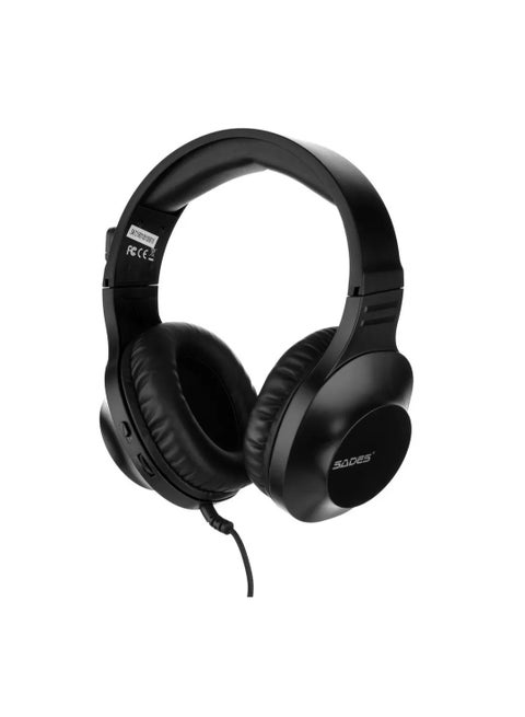 (Sa-721-أسود) سماعة ألعاب سبيريتس، 3.5 مم، أسود، متوافقة - PS4/PS5، إكس بوكس ون وسلسلة X وسلسلة S، نينتندو سويتش و لايت، VR، أجهزة موبايل، PC/لابتوب