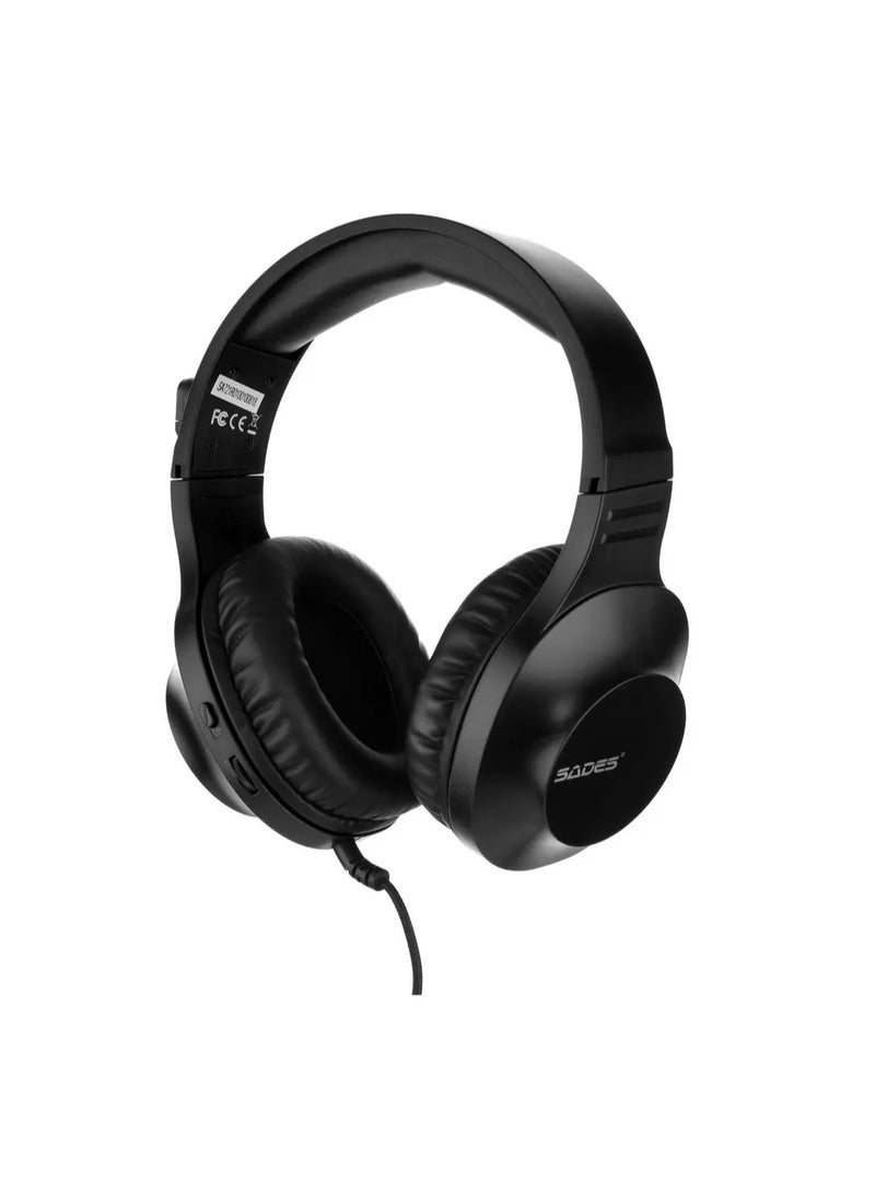 ساديس (Sa-721-Black) Spirits Gaming Headset, 3.5Mm, Black, Compatible - Ps4/ Ps5, Xbox One & Series X & Series S, Nintendo Switch & Lite, Vr, Mobile Devices, Pc/ Laptop - Image 1