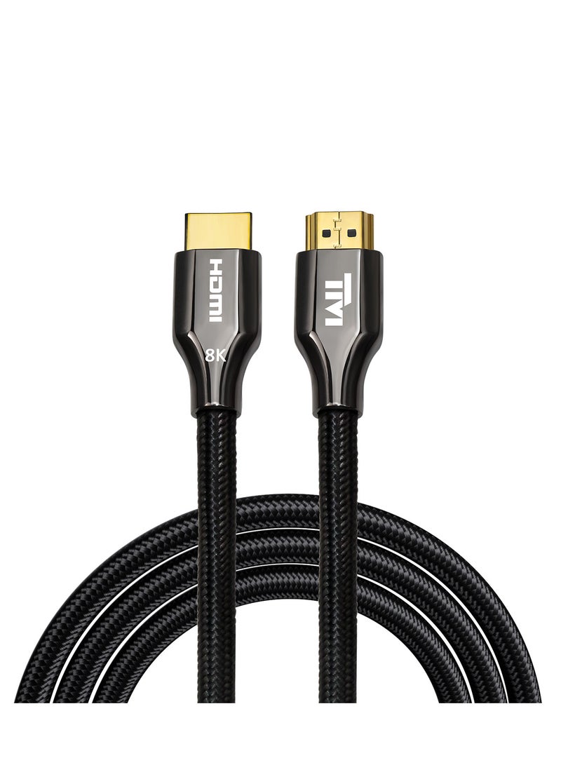 TWISTED MINDS Twisted Minds 8K HDMI 2.1 Cable – Ultra High-Speed 48Gbps Braided HDMI Cord, 8K@60Hz, 4K@120Hz, HDR+, eARC, VRR, HDCP 2.3/2.2, 3D Compatible – 3 Metre - TM-Z8KHDMI-3M Black  - Image 1