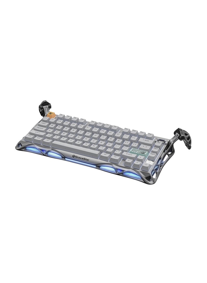 Gravastar - Mercury K1 Pro Mechanical Gaming Keyboard (Concrete Gray) - 75% Layout, 79 Keys + KNOB, Hot-Swappable, Custom Linear Switches, RGB Backlit, Wireless/Wired, 8000mAh Battery, Bluetooth/2.4GHz - Image 1