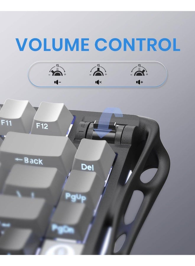 Gravastar Mercury K1 75% Wireless Mechanical Gaming Keyboard, Aluminum Alloy Body, Tri-Mode (Bluetooth/2.4G/USB-C), Kailh Cherry Pink Linear Switches, Hot-Swappable 3/5-Pin, PBT+PC Keycaps, Gasket Mounted with 5-Layer Foam, RGB Backlight (13 Modes), 8000mAh Battery, Programmable Knob – Sci-Fi Design, Gradient Black | Mercury K1 - Image 5