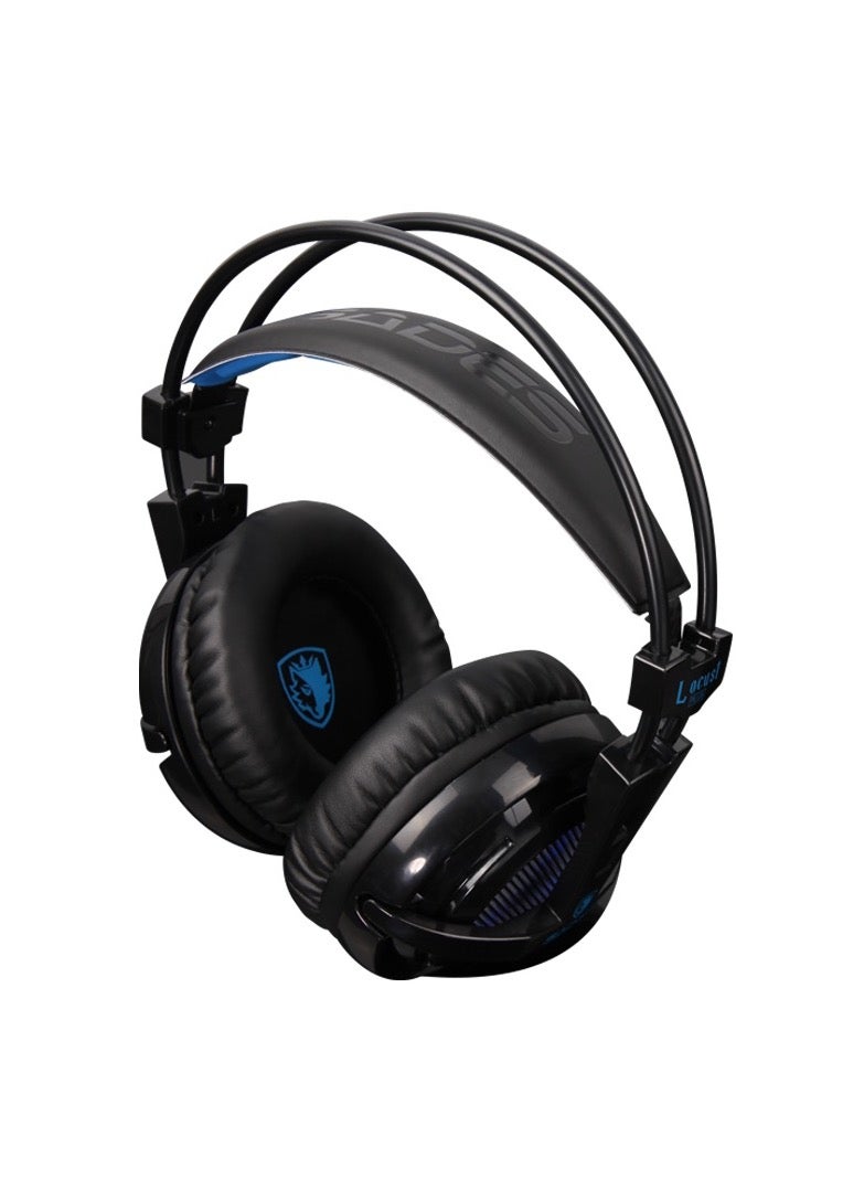 ساديس (Sa-904) سماعة ألعاب لوكست بلس مع إضاءة RGB، متوافقة - كمبيوتر/لابتوب - ويندوز 7/8/10، PS4/PS5، نينتندو سويتش، قابس USB مطلي بالذهب، أزرق - Image 3