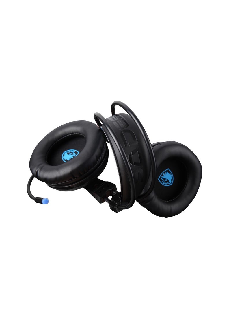 ساديس (Sa-904) سماعة ألعاب لوكست بلس مع إضاءة RGB، متوافقة - كمبيوتر/لابتوب - ويندوز 7/8/10، PS4/PS5، نينتندو سويتش، قابس USB مطلي بالذهب، أزرق - Image 4