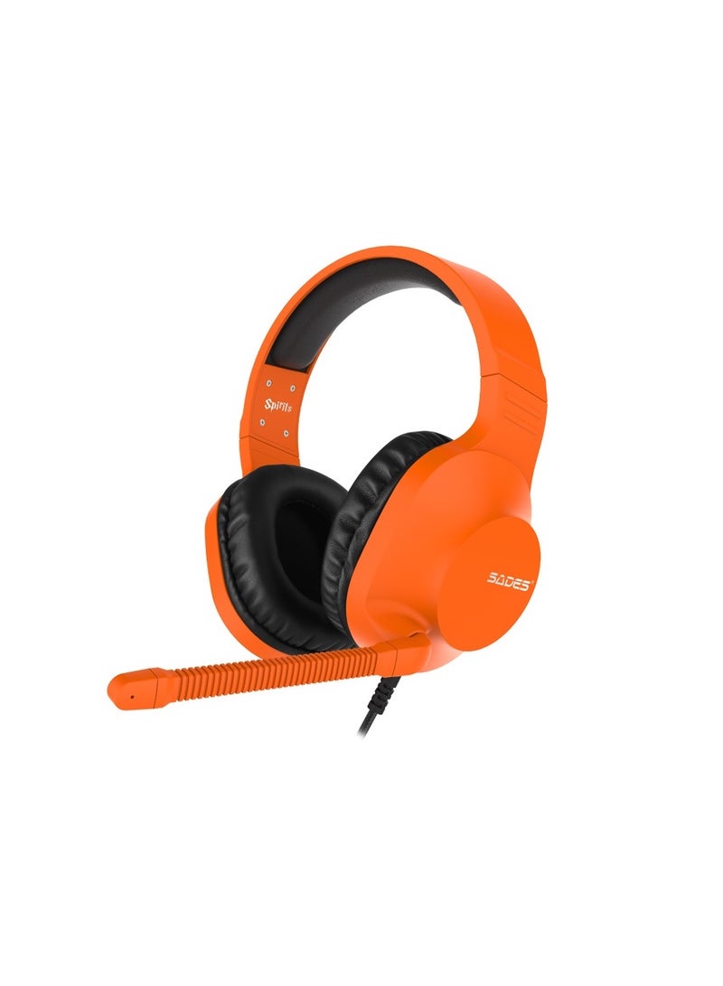 ساديس سماعة الألعاب سايدس سبيريتس - 721 - برتقالي، 3.5 مم، أسود، متوافقة مع - PS4/PS5، إكس بوكس ون وسلسلة X وسلسلة S، نينتندو سويتش و لايت، VR، الأجهزة المحمولة، الكمبيوتر/ اللابتوب - Image 1