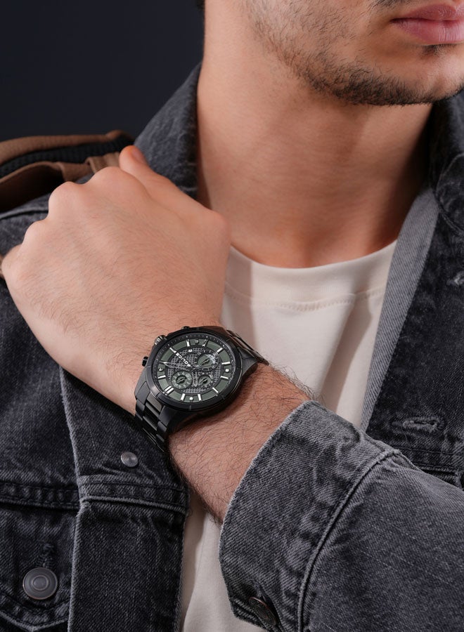 POLICE Men's Burbank Men's 45mm Watch with Dual-Finished Black Dial, Skeleton Hands & 316L Stainless Steel Bracelet  - Image 5