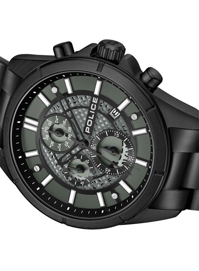 POLICE Men's Burbank Men's 45mm Watch with Dual-Finished Black Dial, Skeleton Hands & 316L Stainless Steel Bracelet  - Image 4