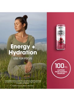 Optimum Nutrition Amino Energy Sparkling Hydration Drink, Electrolytes, Caffeine, Amino Acids, BCAAs, Sugar Free, Juicy Cherry, 12 Fl Oz  - Image 5