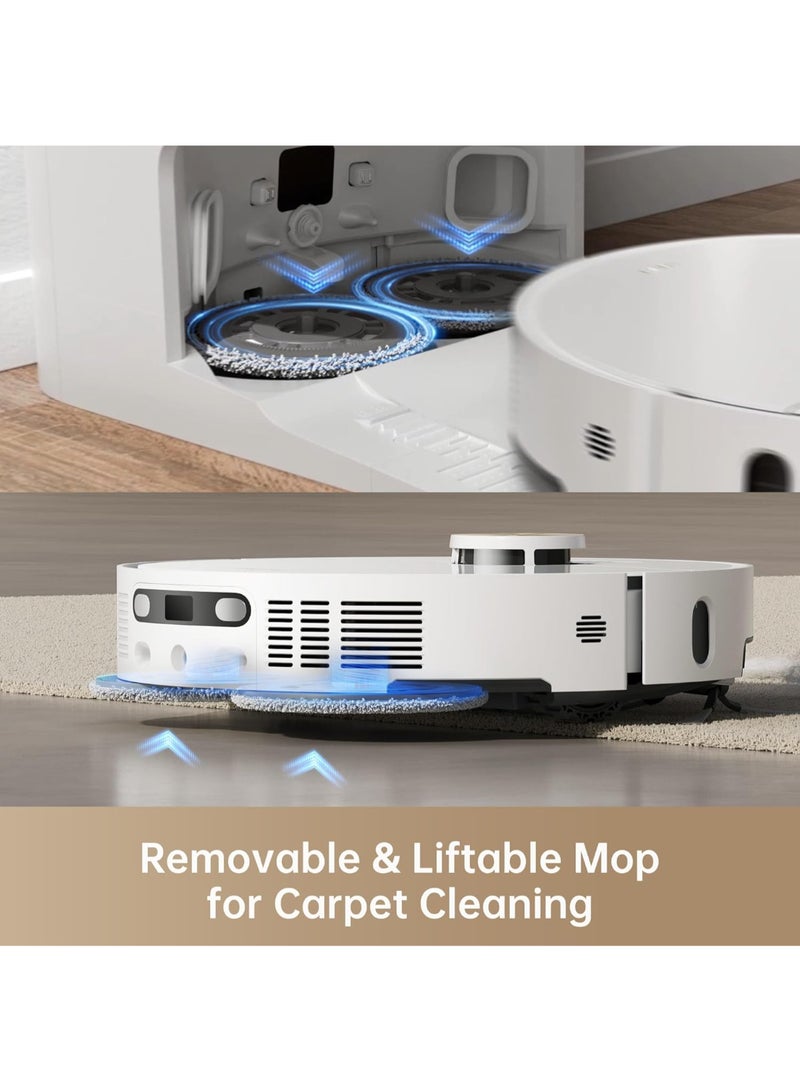 مكنسة روبوت Dreame X40 Ultra Complete، شفط قوي 12000 باسكال، مكنسة روبوتية مع ممسحة قابلة للإزالة والرفع، تنظيف شامل بفرش جانبية، تقنية MopExtend، ممسحة ذاتية التنظيف بالماء الساخن بدرجة 70° 50 W RLX63CE-2 أبيض - pnsku/N70152057V/45/_/1742564816/a6ba00f9-9cd5-434a-a273-a64d021fc091