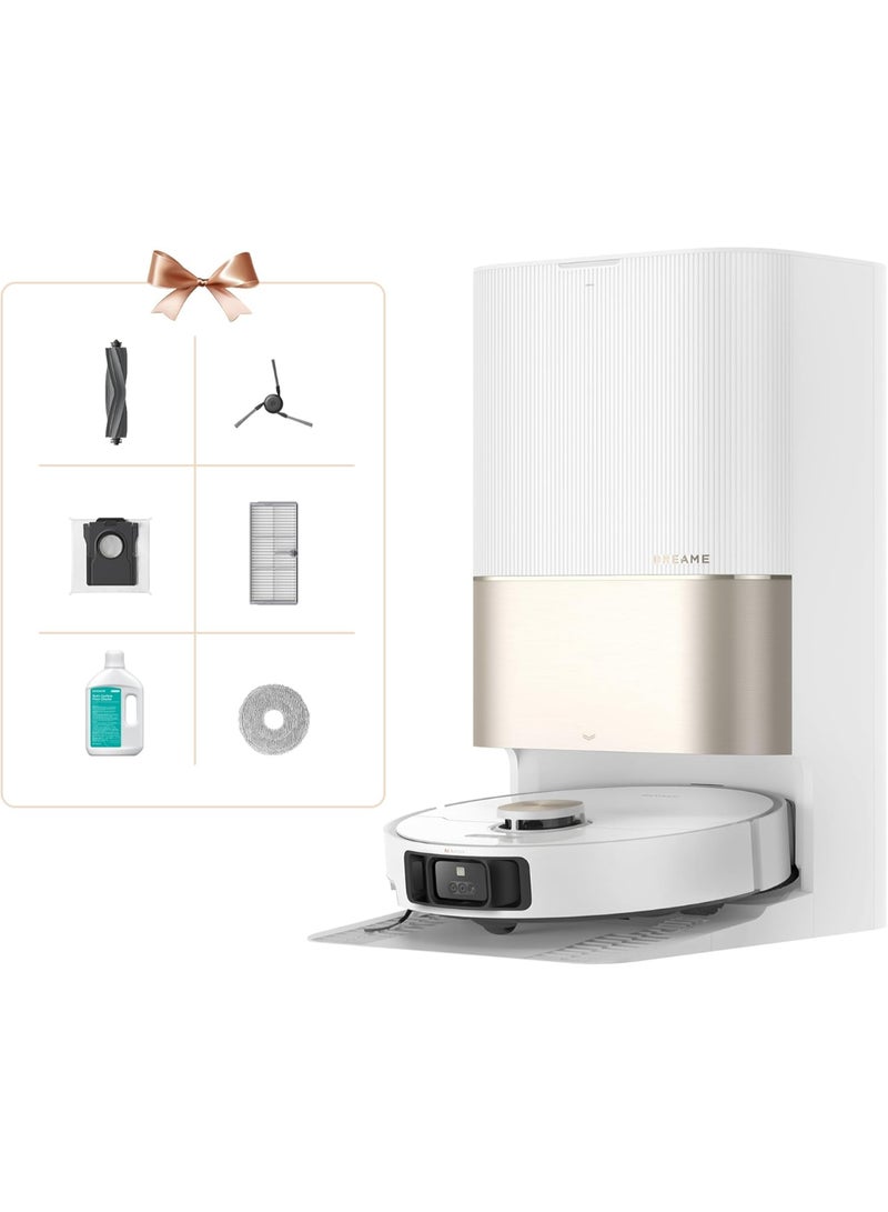 دريم مكنسة روبوت Dreame X40 Ultra Complete، شفط قوي 12000 باسكال، مكنسة روبوتية مع ممسحة قابلة للإزالة والرفع، تنظيف شامل بفرش جانبية، تقنية MopExtend، ممسحة ذاتية التنظيف بالماء الساخن بدرجة 70° 50 W X40 Ultra أبيض - Image 1