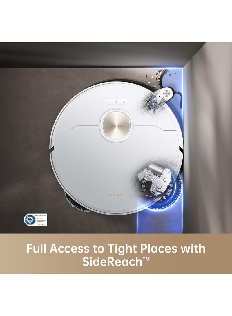 دريم مكنسة روبوت Dreame X40 Ultra Complete، شفط قوي 12000 باسكال، مكنسة روبوتية مع ممسحة قابلة للإزالة والرفع، تنظيف شامل بفرش جانبية، تقنية MopExtend، ممسحة ذاتية التنظيف بالماء الساخن بدرجة 70° 50 W X40 Ultra أبيض - Image 2