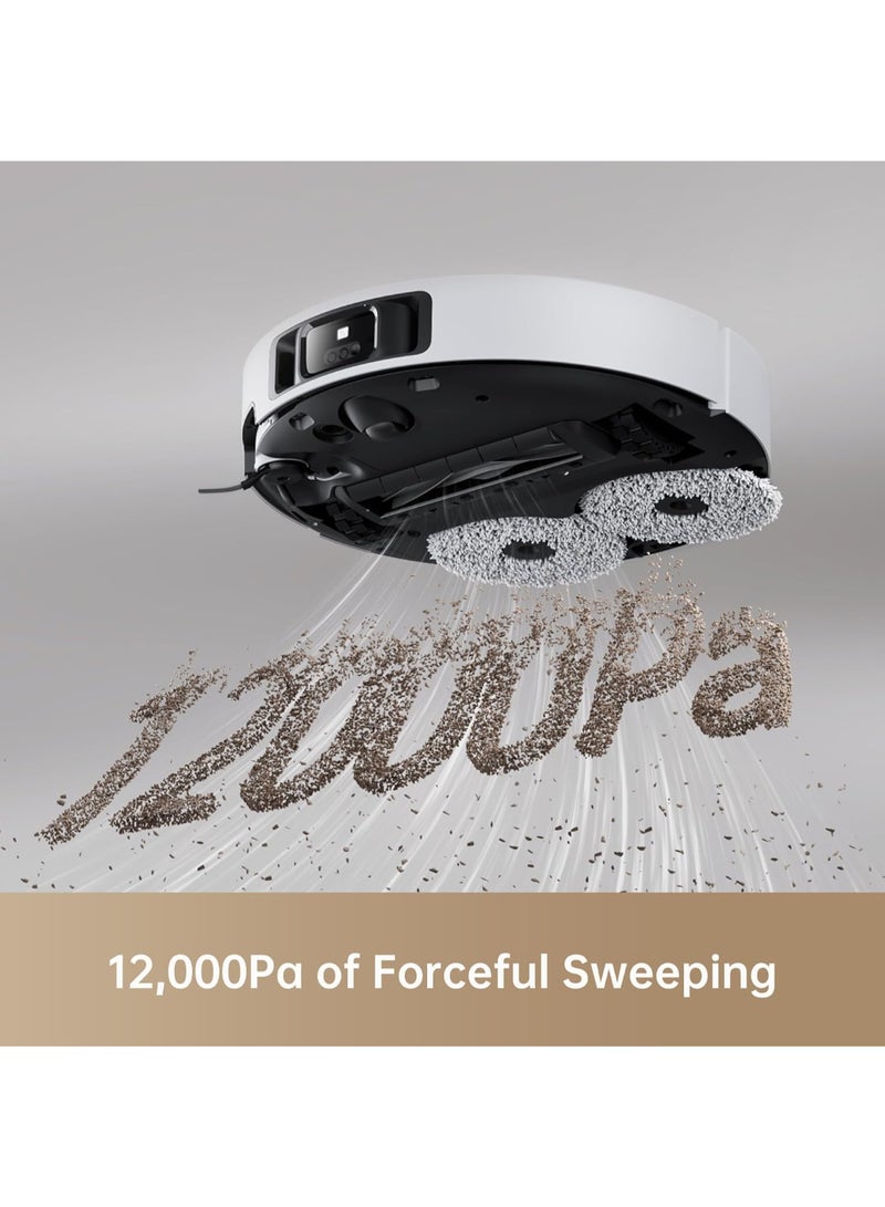 دريم مكنسة روبوت Dreame X40 Ultra Complete، شفط قوي 12000 باسكال، مكنسة روبوتية مع ممسحة قابلة للإزالة والرفع، تنظيف شامل بفرش جانبية، تقنية MopExtend، ممسحة ذاتية التنظيف بالماء الساخن بدرجة 70° 50 W X40 Ultra أبيض - Image 5