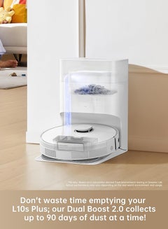 Dreame Dreame L10s Plus Robot Vacuum Cleaner, 7000 Pa, Vacuum Robot with Dust Collection Up to 90 days, DuoScrub™ Mopping System, Automatic Mop Lifting, Ultrasonic Carpet Detection, Dreame 40 W L10S PLUS White  - Image 2