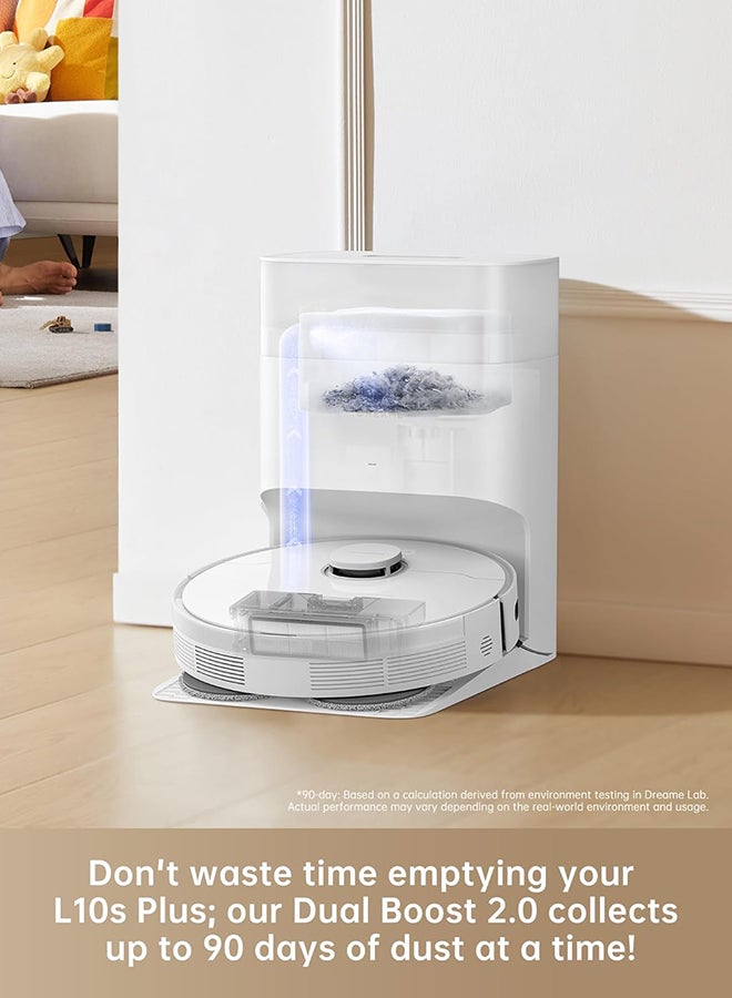 Dreame - Dreame L10s Plus Robot Vacuum Cleaner, 7000 Pa, Vacuum Robot with Dust Collection Up to 90 days, DuoScrub™ Mopping System, Automatic Mop Lifting, Ultrasonic Carpet Detection, Dreame 40 W L10S PLUS White - Image 1