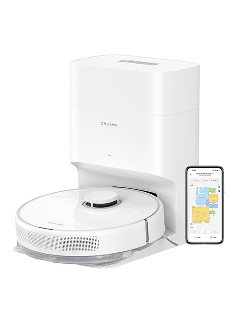 Dreame D10 Plus Gen 2 Robot Vacuum Cleaner with Self Empty, 6000 Pa Suction Power, Dust collection up to 90 days, LiDAR Navigation, for Carpets and Pet Hair, 285-Minute Long Run time 40 W D10Plus Gen2 White