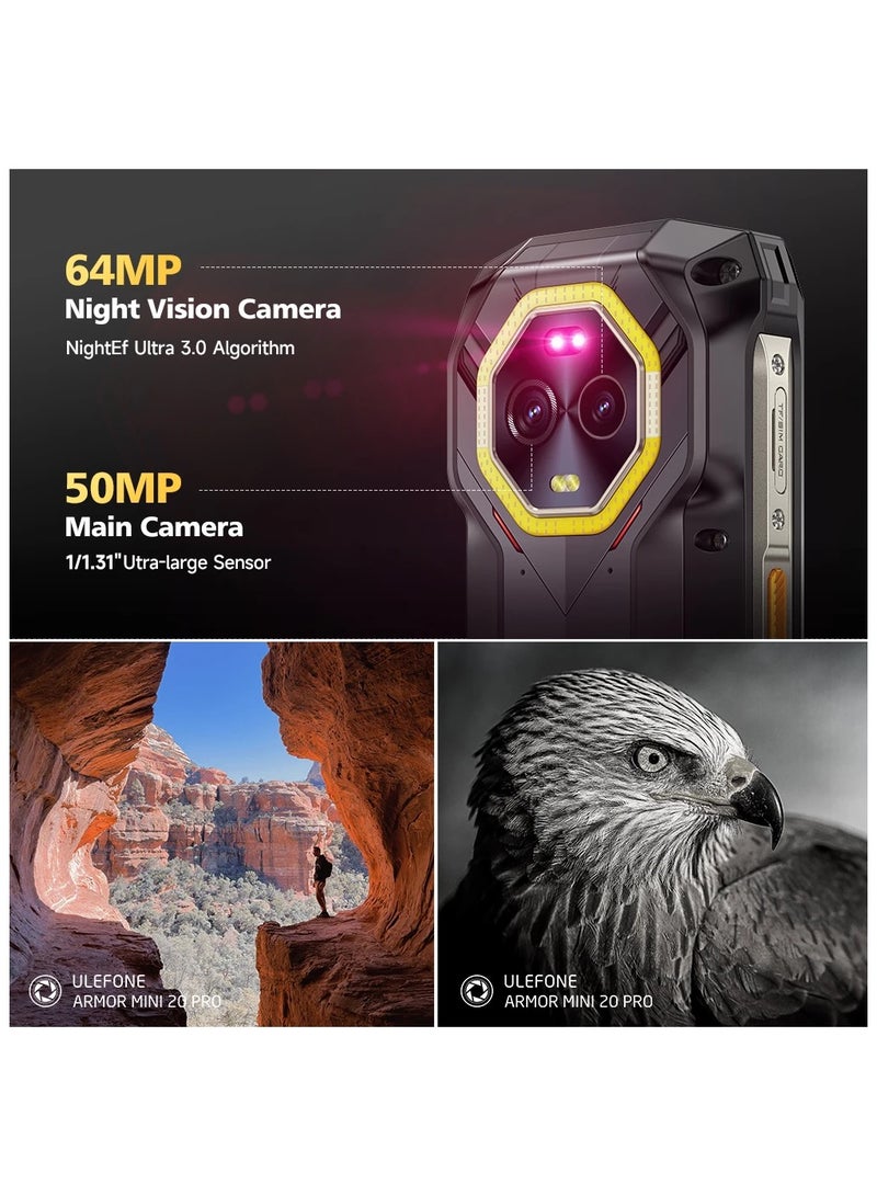 Ulefone - Armor Mini 20 Pro 5G 4.7″ Rugged Phone 64MP Night Camera Android 14 Smartphone 6200mAh Mobile phone LED - Image 1