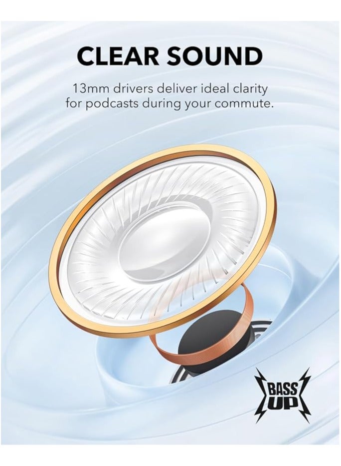 ساوند كور - K20i by Anker, Semi-in-Ear Earbuds, Bluetooth Wireless, 36H Playtime, Fast Charge, Clear Sound, Comfortable Fit, ENC 2-Mic Clear Calls, Custom EQ, IPX5, Bluetooth 5.3, App Control White - Image 1