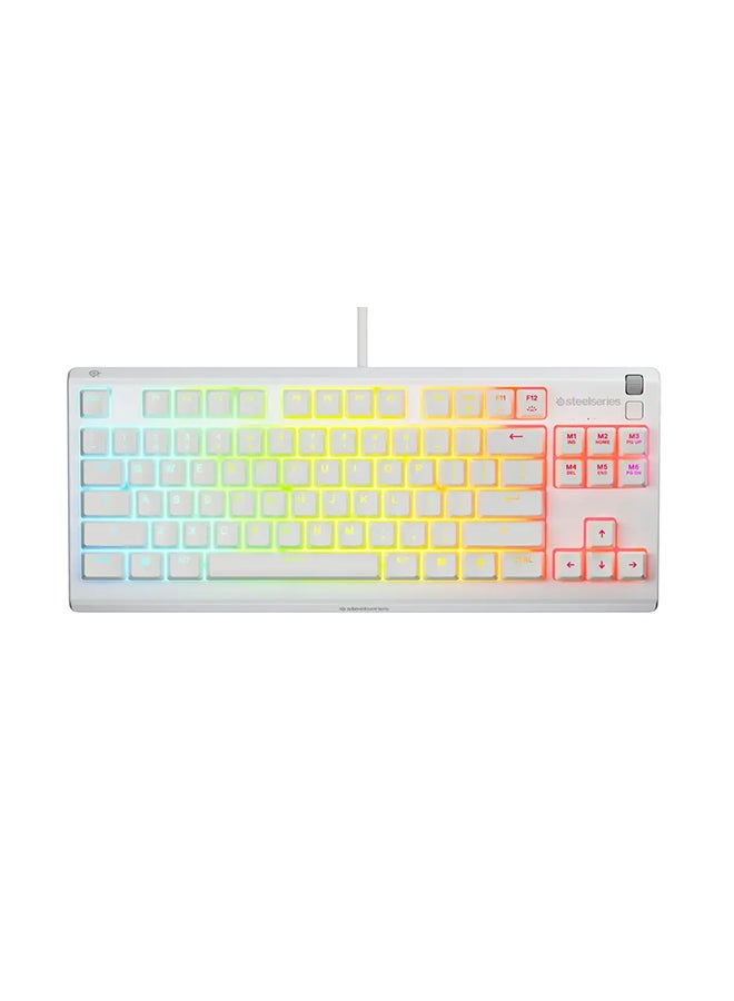 ستيل سيريز - SteelSeries Apex 3 TKL RGB Gaming US layout Keyboard, Tenkeyless Compact Form Factor, 8-Zone RGB Illumination, Water and Dust Resistant, Whisper Quiet Gaming Switch - White - Image 1
