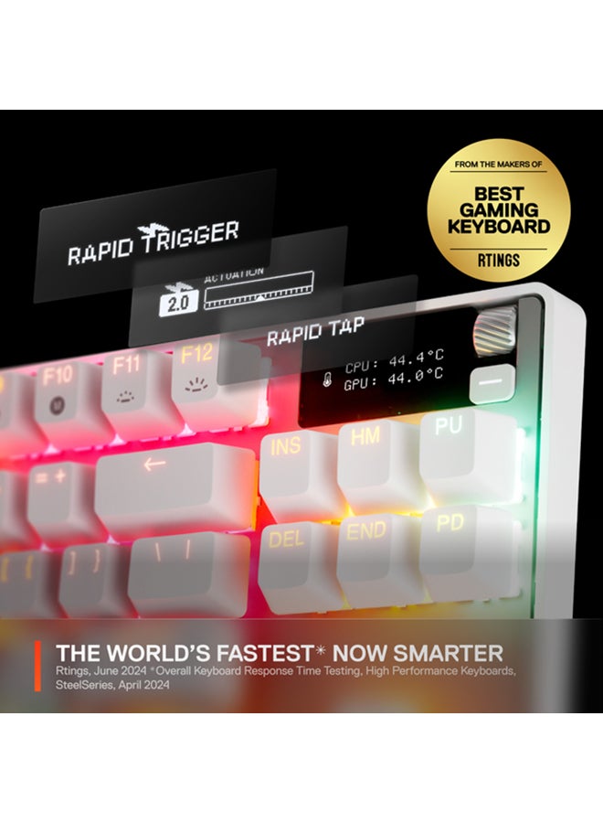 ستيل سيريز - SteelSeries Apex Pro TKL Gen 3 White US Layout Keyboard OmniPoint 3.0 Switches, Adjustable Actuation, Rapid Trigger, Game-Ready Presets, Protection Mode, Rapid Tap / SOCD, OLED, RGB, PBT Keycaps, USB-C - White - Image 1