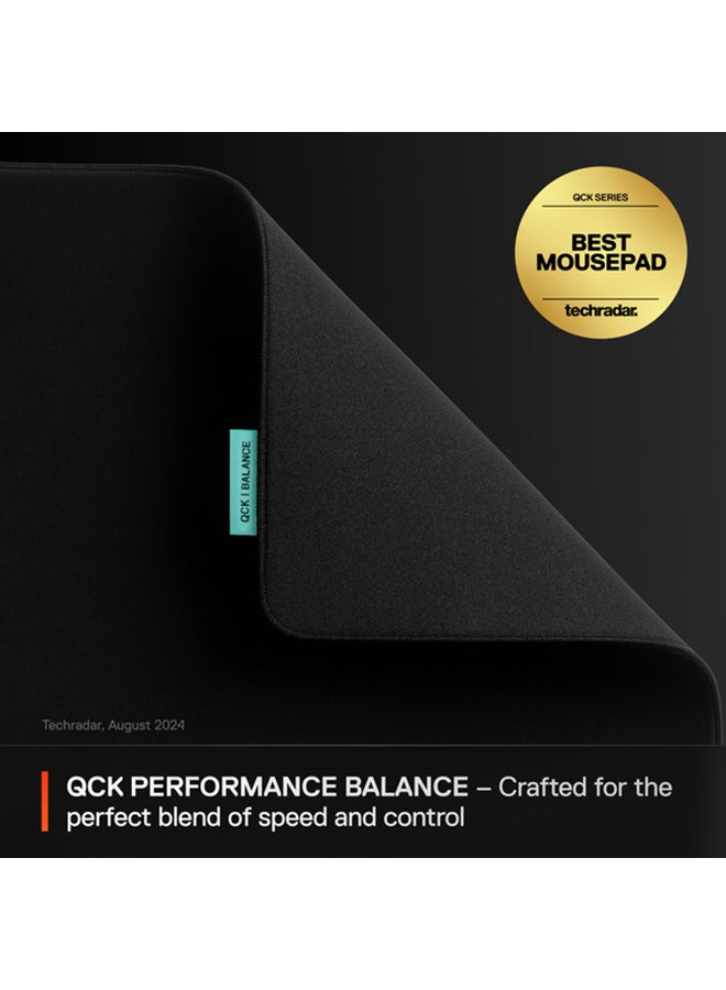 steelseries - SteelSeries QcK L Performance Balance Gaming Mousepad, Extra density for a smooth glide, Low-profile edge stitching, Non-slip neoprene rubber base, 490 x 420 mm size, FPS, MOBAs, RTS, MMO - Black - Image 1