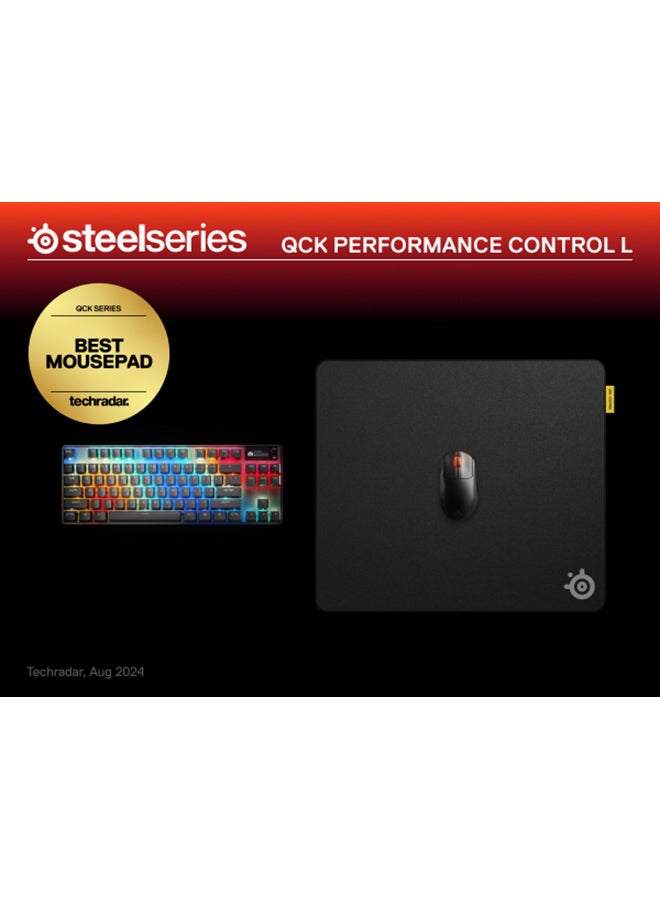steelseries - SteelSeries QcK L Performance Control Gaming Mousepad, Extra density for a smooth glide, Low-profile edge stitching, Non-slip neoprene rubber base, 490 x 420 mm size,  FPS, MOBAs, RTS, MMO - Black - Image 1