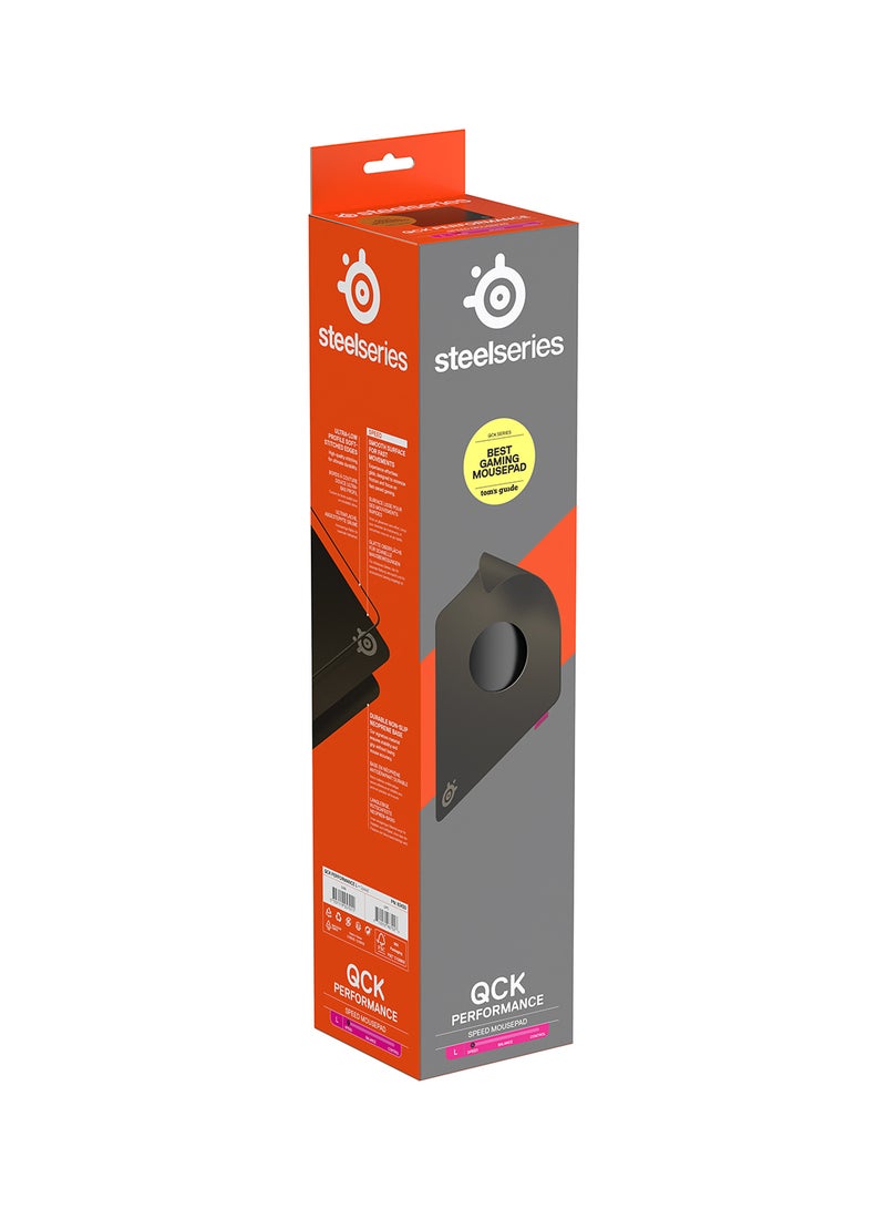 SteelSeries QcK L Performance Speed Gaming Mousepad, Extra density for a smooth glide, Low-profile edge stitching, Non-slip neoprene rubber base, 490 x 420 mm size, FPS, MOBAs, RTS, MMO - Black