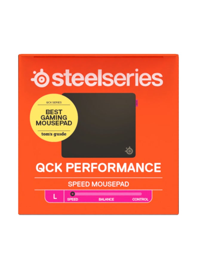 SteelSeries QcK L Performance Speed Gaming Mousepad, Extra density for a smooth glide, Low-profile edge stitching, Non-slip neoprene rubber base, 490 x 420 mm size, FPS, MOBAs, RTS, MMO - Black