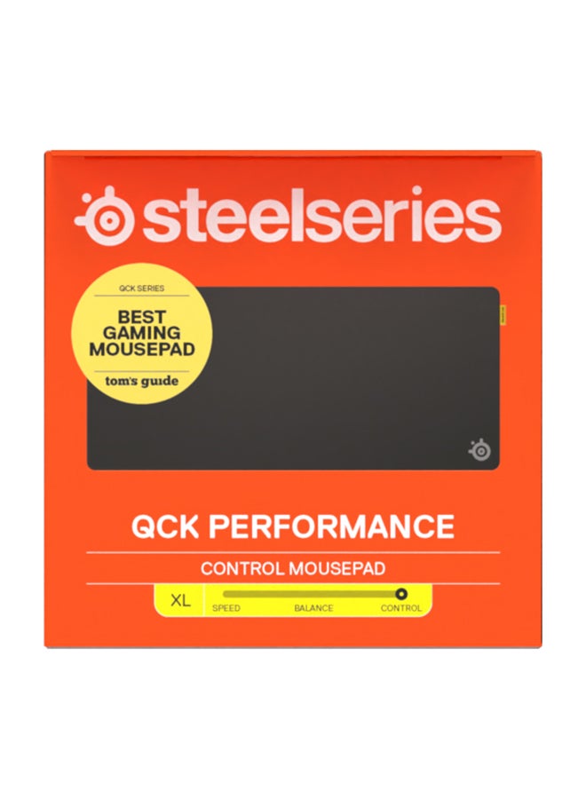 QcK XL Performance Control Gaming Mousepad, Extra density for a smooth glide, Low-profile edge stitching, Non-slip neoprene rubber base, 900 x 400 mm size, FPS, MOBAs, RTS, MMO - Black