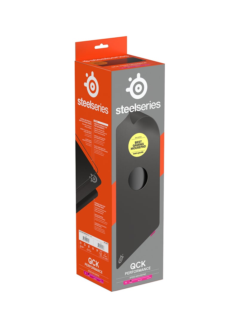 steelseries - SteelSeries QcK XL Performance Speed Gaming Mousepad, Extra density for a smooth glide, Low-profile edge stitching, Non-slip neoprene rubber base, 900 x 400 mm size,  FPS, MOBAs, RTS, MMO - Black - Image 1