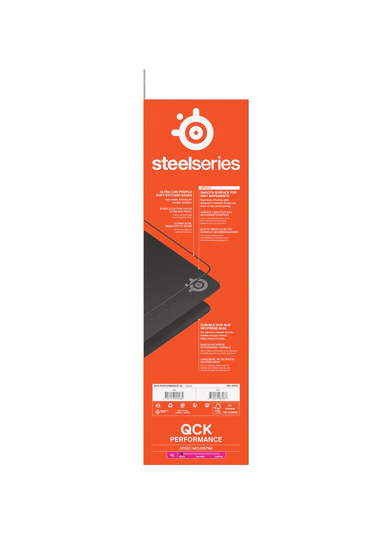 steelseries - SteelSeries QcK XL Performance Speed Gaming Mousepad, Extra density for a smooth glide, Low-profile edge stitching, Non-slip neoprene rubber base, 900 x 400 mm size,  FPS, MOBAs, RTS, MMO - Black - Image 1