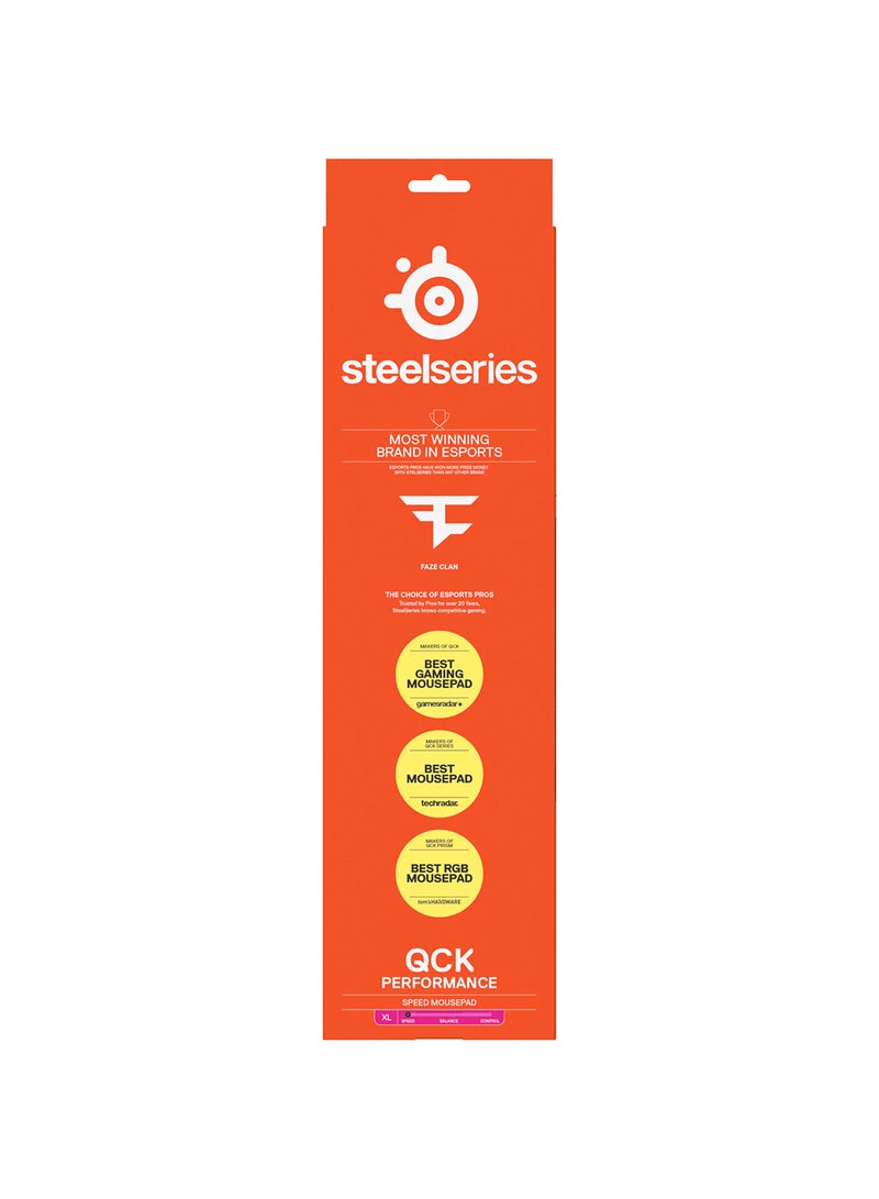 steelseries - SteelSeries QcK XL Performance Speed Gaming Mousepad, Extra density for a smooth glide, Low-profile edge stitching, Non-slip neoprene rubber base, 900 x 400 mm size,  FPS, MOBAs, RTS, MMO - Black - Image 1