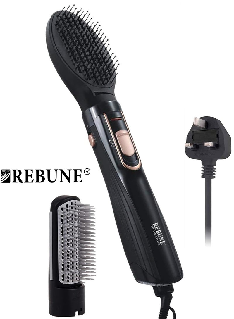 ريبون Original 1200W Hair Dryer Brush Hair Straightening Brush 3 In 1 Hot Air Hair Styler With 2 Attachments  - Image 1