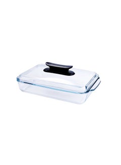 Royalford Royalford 3 L Glass Baking Dish with Lid-RF12194/ Rectangular Tray Perfect for Baking and Serving/ Casserole with Easy Grab Handles and Knob Transparent  - Image 2
