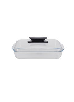 Royalford Royalford 3 L Glass Baking Dish with Lid-RF12194/ Rectangular Tray Perfect for Baking and Serving/ Casserole with Easy Grab Handles and Knob Transparent  - Image 3