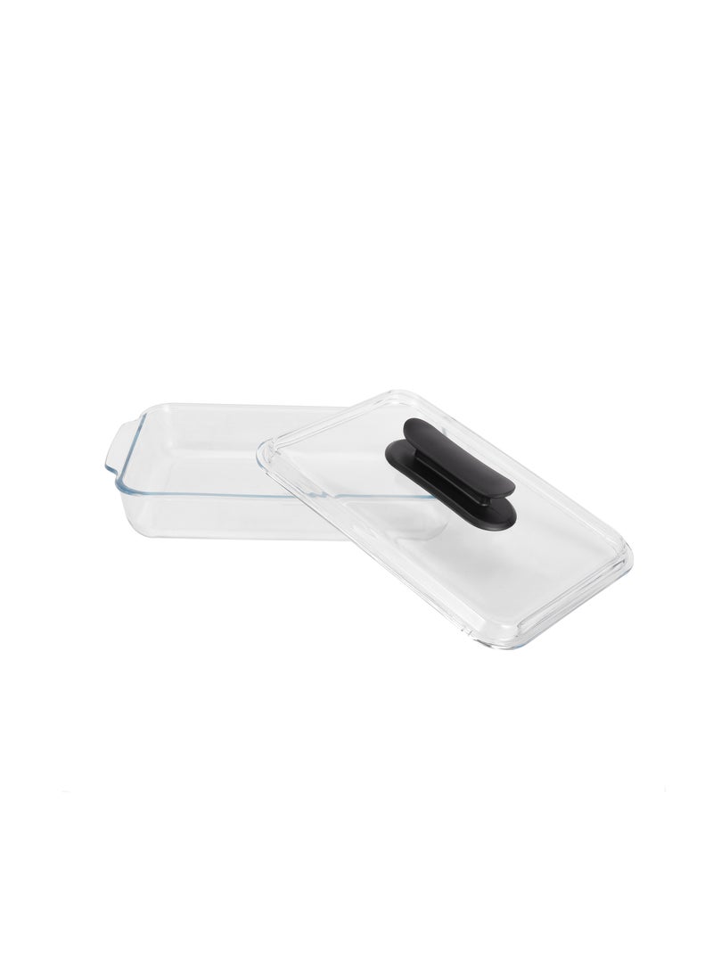 Royalford Royalford 3 L Glass Baking Dish with Lid-RF12194/ Rectangular Tray Perfect for Baking and Serving/ Casserole with Easy Grab Handles and Knob Transparent  - Image 5