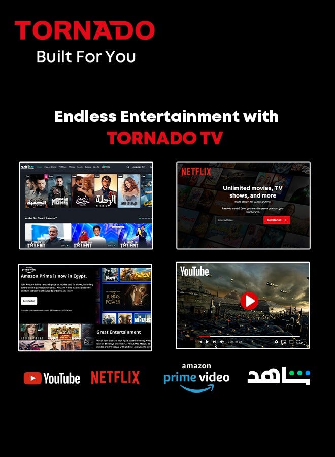 TORNADO - 50 Inch 4K ULTRA HD Smart TV, Google TV with Hands Free Voice Control,Built-in Receiver, Dolby Vision Atmos, HDR 10+, Game Mode, Wide Colour Gamut, DTS HD, Google TV Android 50UA3400G Black - Image 1