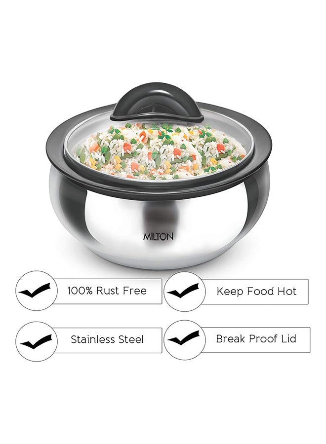 ميلتون 3-Piece Casserole Set (610ml, 1.33L, 1.78L) Double-Walled Insulated Stainless Steel Hotpot, Keeps Food Hot/Cold for Hours, Perfect for Serving Chapati, Roti, Biryani and More - Clarion - Silver Silver  - Image 5