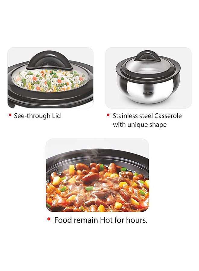 ميلتون 3-Piece Casserole Set (610ml, 1.33L, 1.78L) Double-Walled Insulated Stainless Steel Hotpot, Keeps Food Hot/Cold for Hours, Perfect for Serving Chapati, Roti, Biryani and More - Clarion - Silver Silver  - Image 4