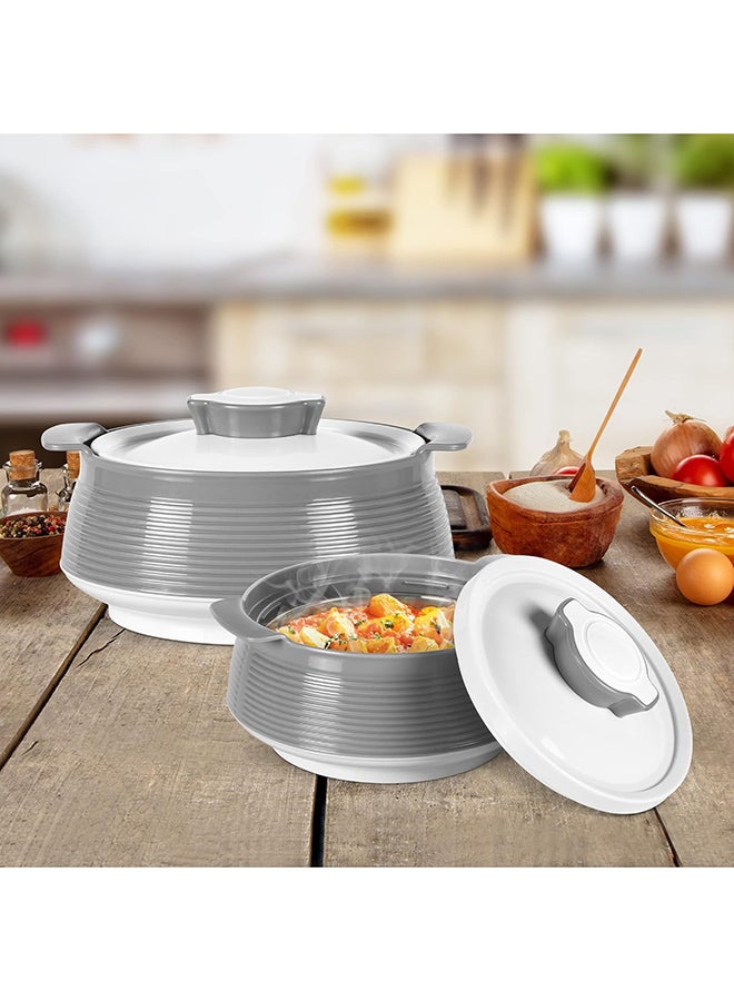 ميلتون 3-Piece Casserole Set (850ml, 1.35L, 1.85L) Double-Walled Hotpot with PU Insulation & Stainless Steel Inner, Keeps Food Hot/Cold, Perfect for Serving Chapati, Roti & Mandi - Venice Reg - Grey Grey  - Image 5