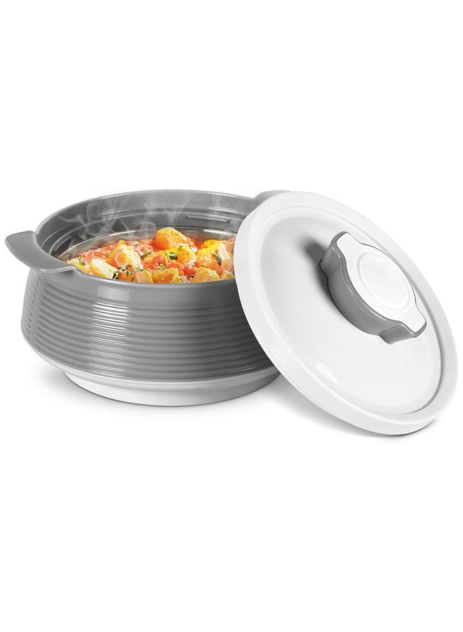 ميلتون 3-Piece Casserole Set (850ml, 1.35L, 1.85L) Double-Walled Hotpot with PU Insulation & Stainless Steel Inner, Keeps Food Hot/Cold, Perfect for Serving Chapati, Roti & Mandi - Venice Reg - Grey Grey  - Image 2