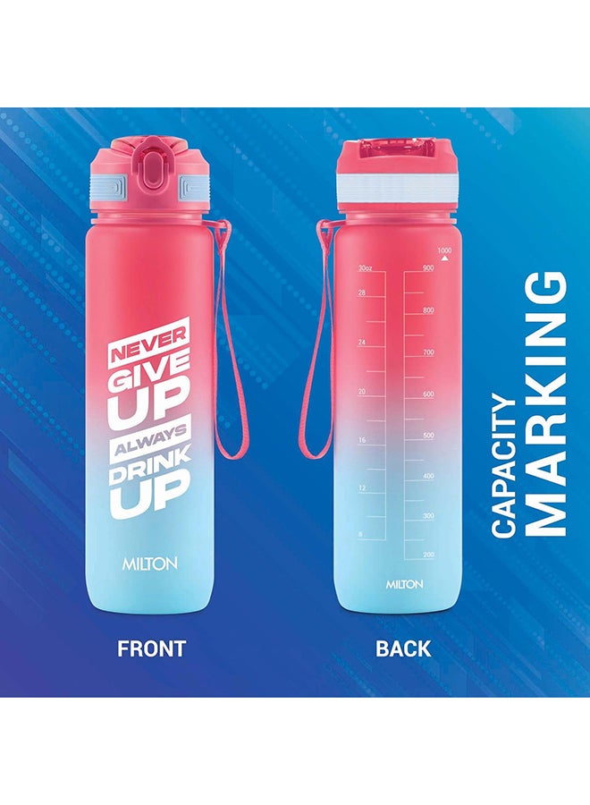 Milton 1000ml Motivational Water Bottle with Straw & Capacity Marker (Never Give Up) – Unbreakable, BPA-Free Plastic Drinking Bottle for Gym, Sports, & Camping for Kids, Men & Women - Gen'Z Red  - Image 5